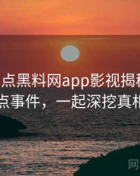 0784. 盘点黑料网app影视揭秘十大焦点事件，一起深挖真相