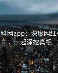 1149. 黑料网app：深度网红事件盘点，一起深挖真相