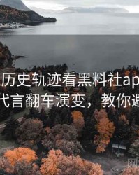 0936. 从历史轨迹看黑料社app下载官网代言翻车演变，教你避坑