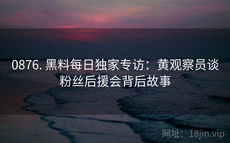 0876. 黑料每日独家专访:黄观察员谈粉丝后援会背后故事 0876. 黑料每日独家专访:黄观察员谈粉丝后援会背后故事