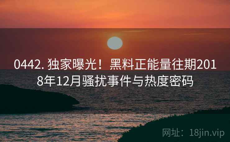 0442. 独家曝光!黑料正能量往期2018年12月骚扰事件与热度密码 0442. 独家曝光!黑料正能量往期2018年12月骚扰事件与热度密码